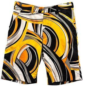 Loud Mouth Golf Swirls Gone Wild Shorts, Black Yellow, 32
